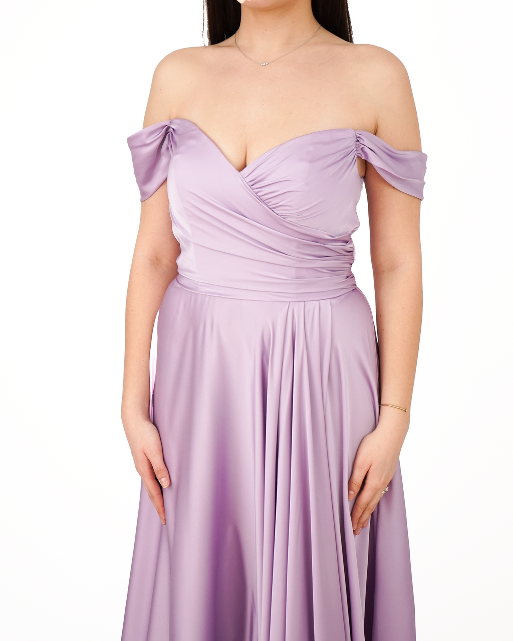 Longue robe à épaules dénudée Lilas
