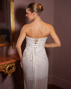 Clara - Longue robe bustier à perles