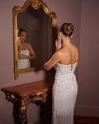 Clara - Longue robe bustier à perles