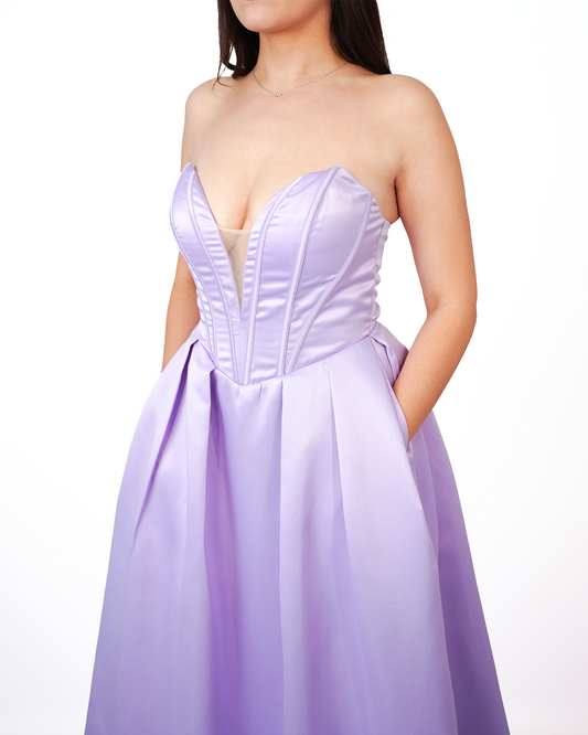 Robe bustier évasée lilas