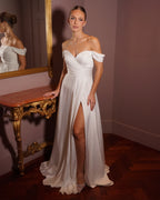 Romy - Robe à épaules dénudées blanche