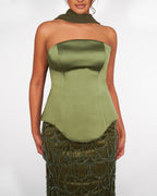 Ava - Robe bustier vert olive