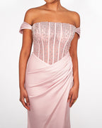 Celeste - Robe longue rose poudré