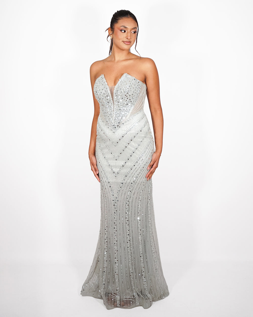 Kiara - Robe longue argentée