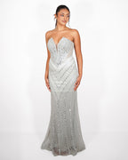 Kiara - Robe longue argentée