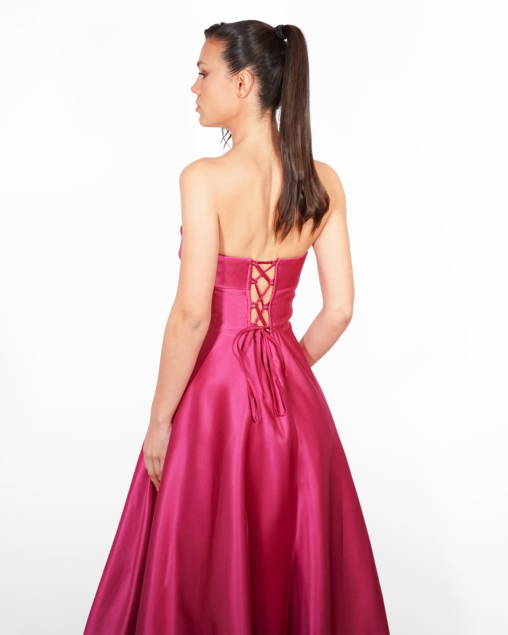 Lisa - Robe bustier fuchsia