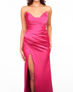 Mila - Robe satinée fuchsia