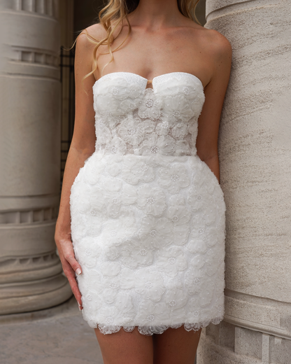Short Strapless Wedding Dress