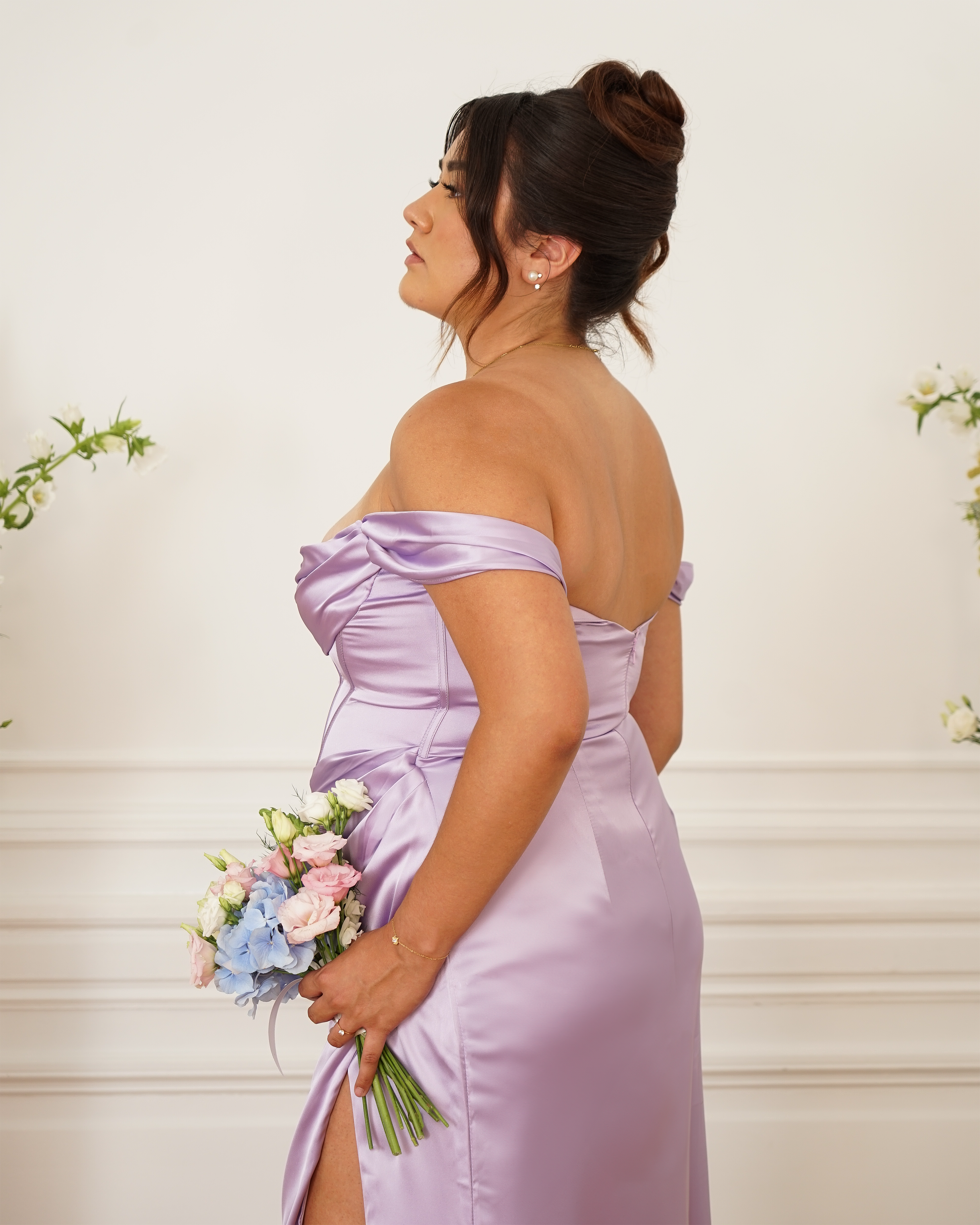 Carla - Robe corset à épaules dénudées lilas