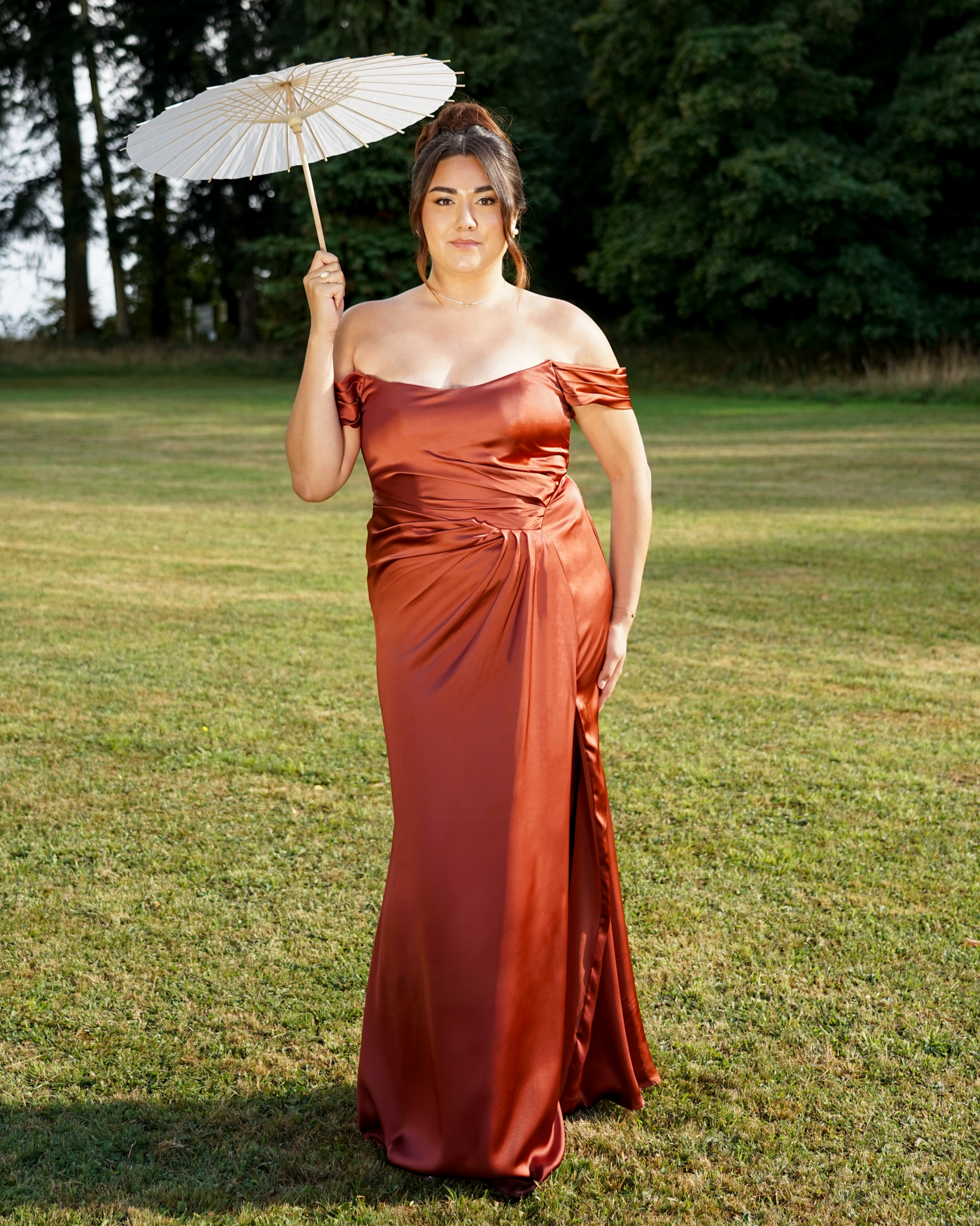 Mia - Robe à épaules dénudées terracotta