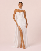 Eden- Longue robe en mousseline blanche