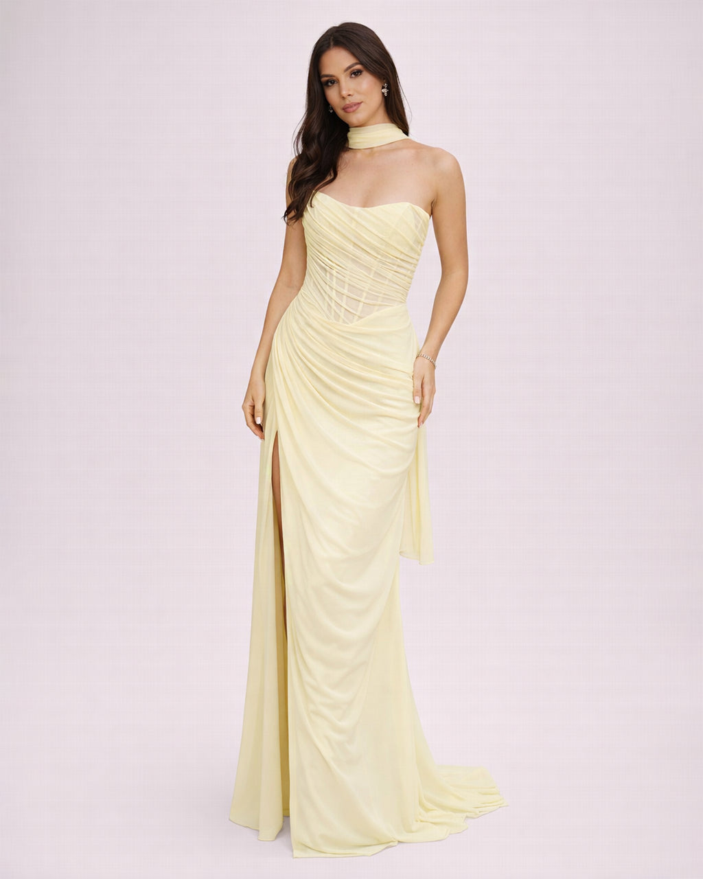 Eden - Longue robe drapée jaune