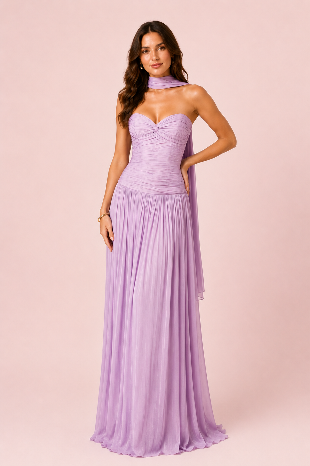 Gabrielle - Longue robe bustier lilas