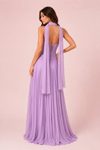 Gabrielle - Longue robe bustier lilas