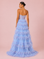 Grace - Longue robe fleurie bleue