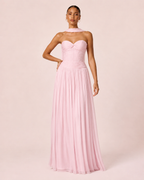 Gabrielle - Longue robe bustier rose