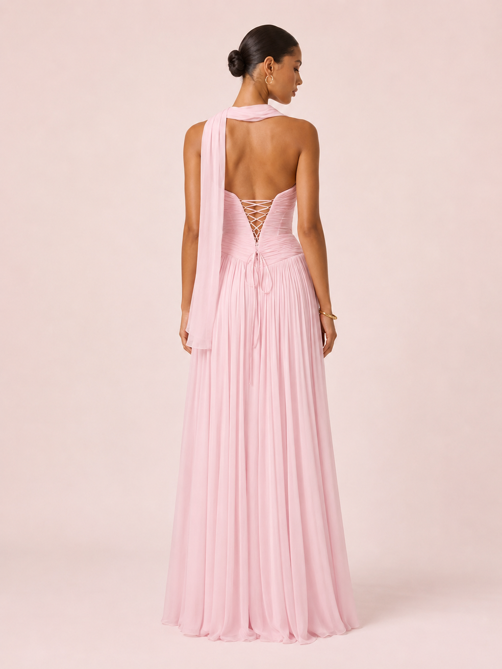 Gabrielle - Longue robe bustier rose