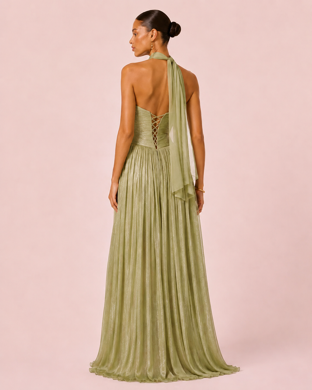 Gabrielle - Longue robe bustier vert olive