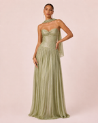 Gabrielle - Longue robe bustier vert olive