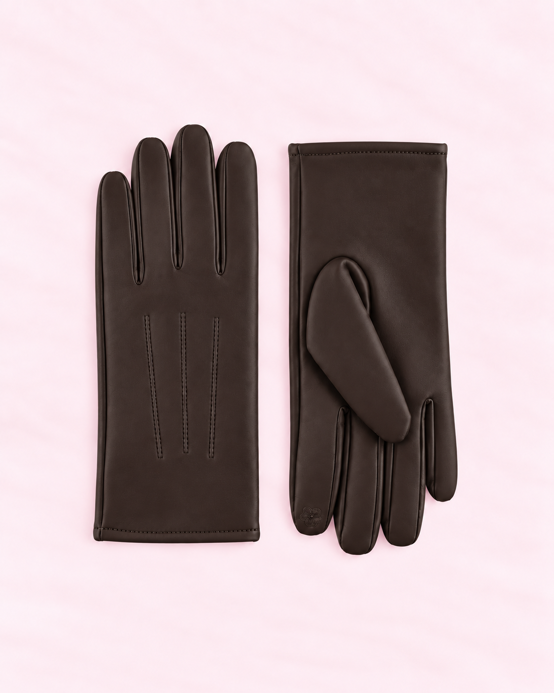Petra – Gants simili cuir marron