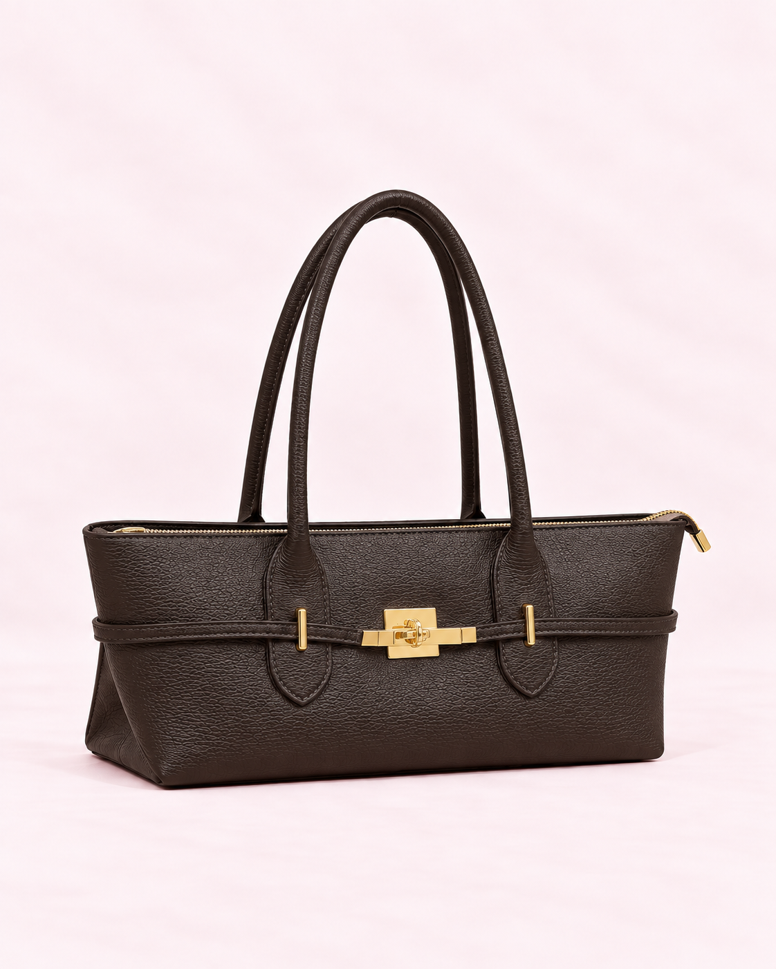 Gina - Sac baguette en cuir marron