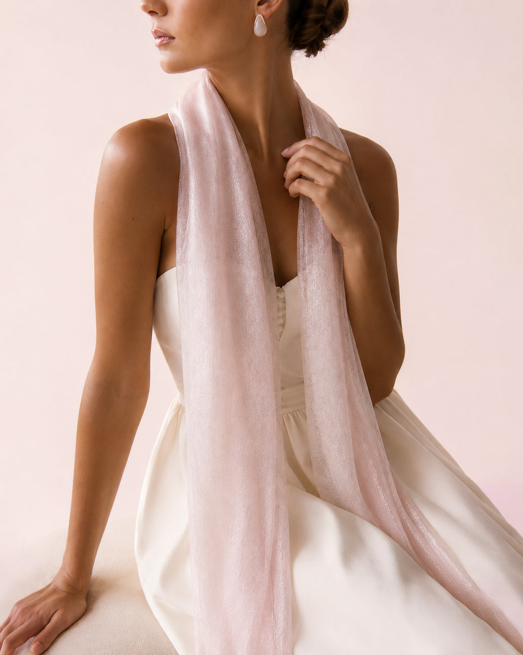 Étole rose poudré irisée