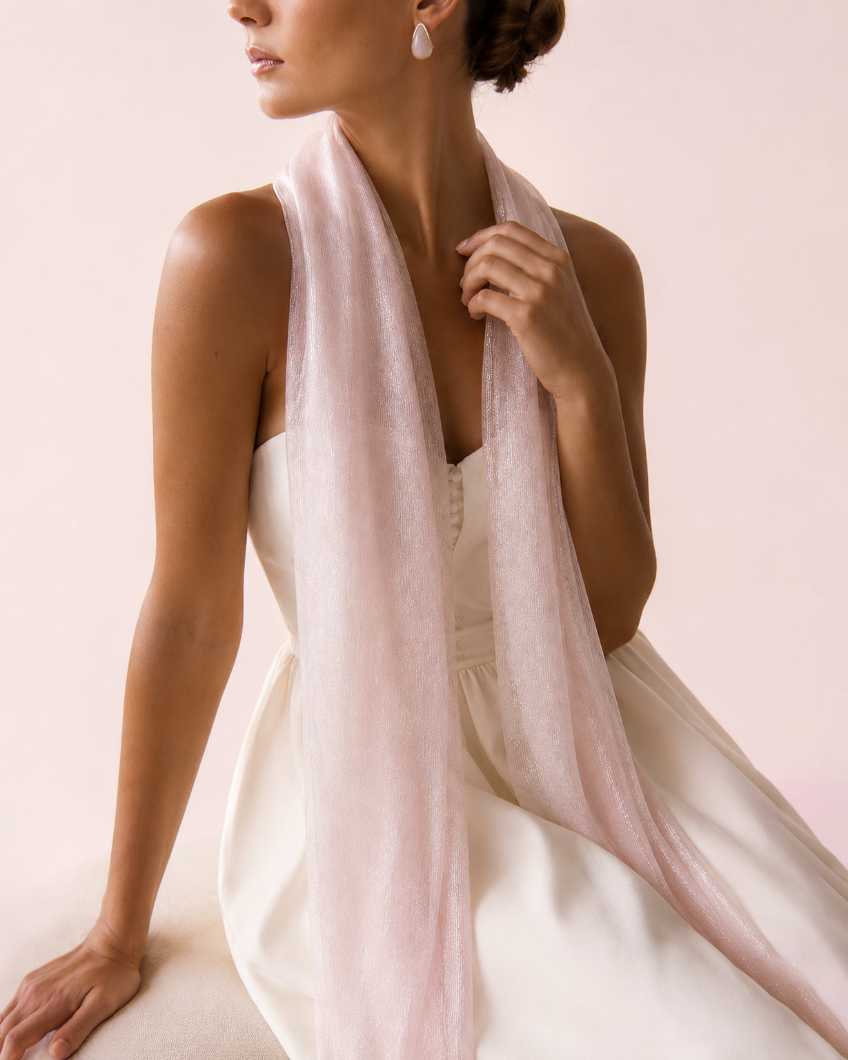 Étole rose poudré irisée