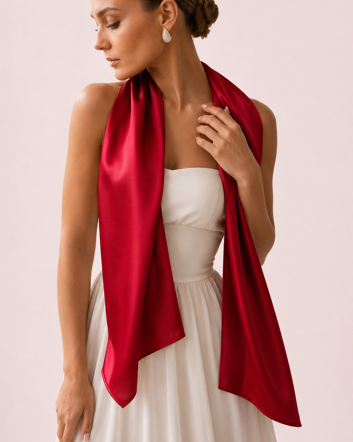 Étole rouge satinée
