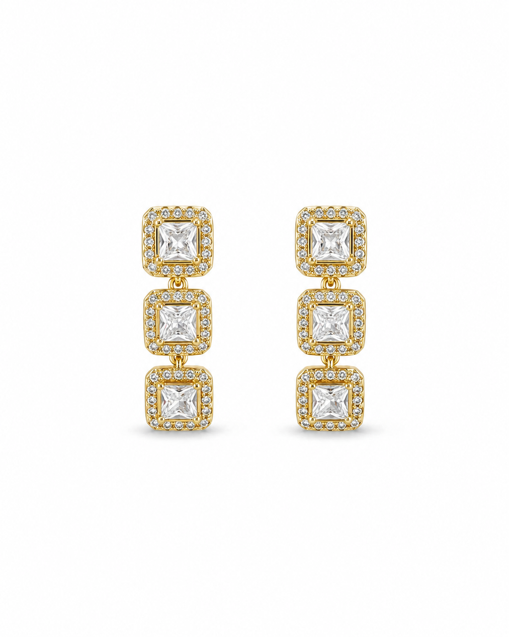 Boucles d'oreilles Éclat carré doré