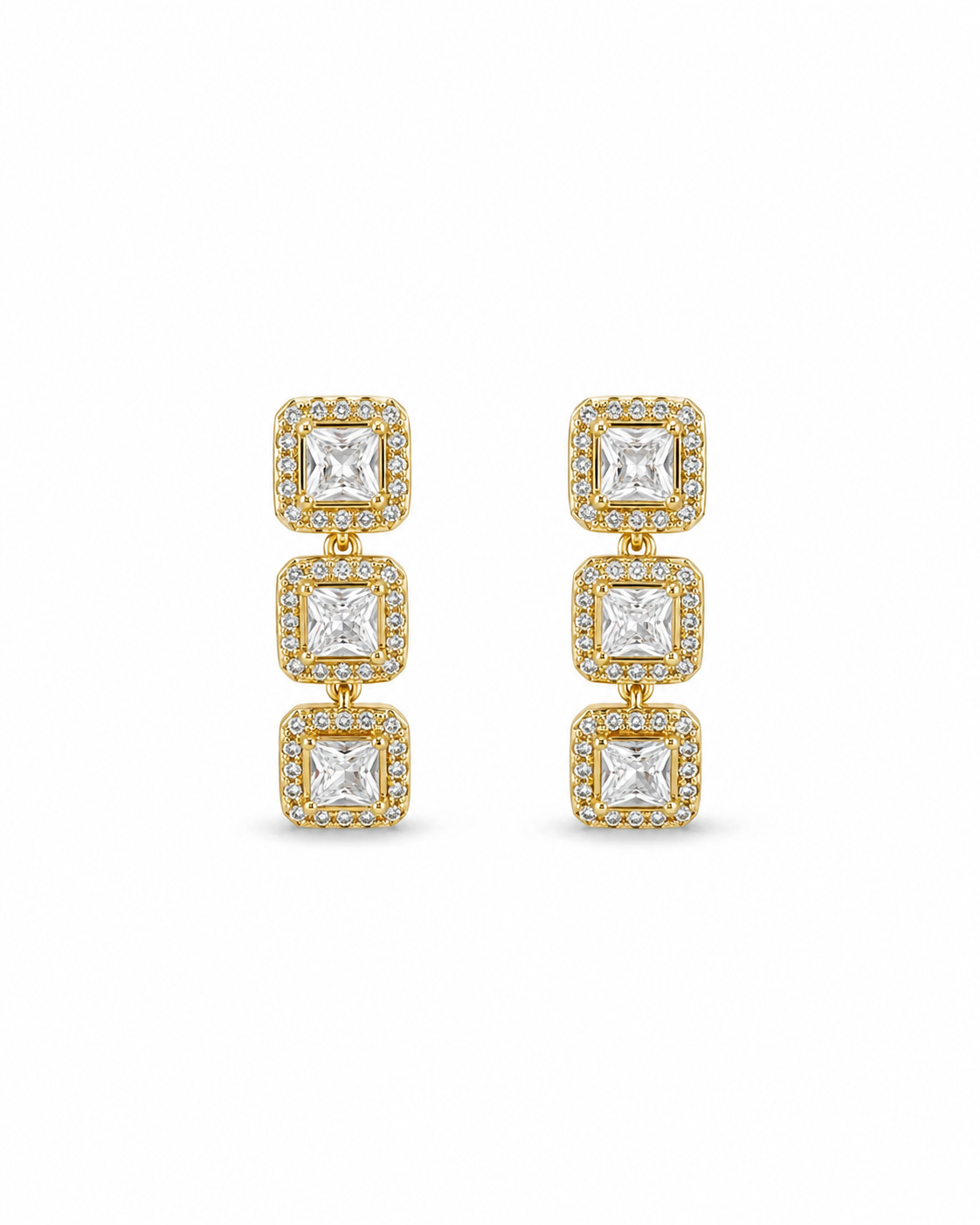 Boucles d'oreilles Éclat carré doré