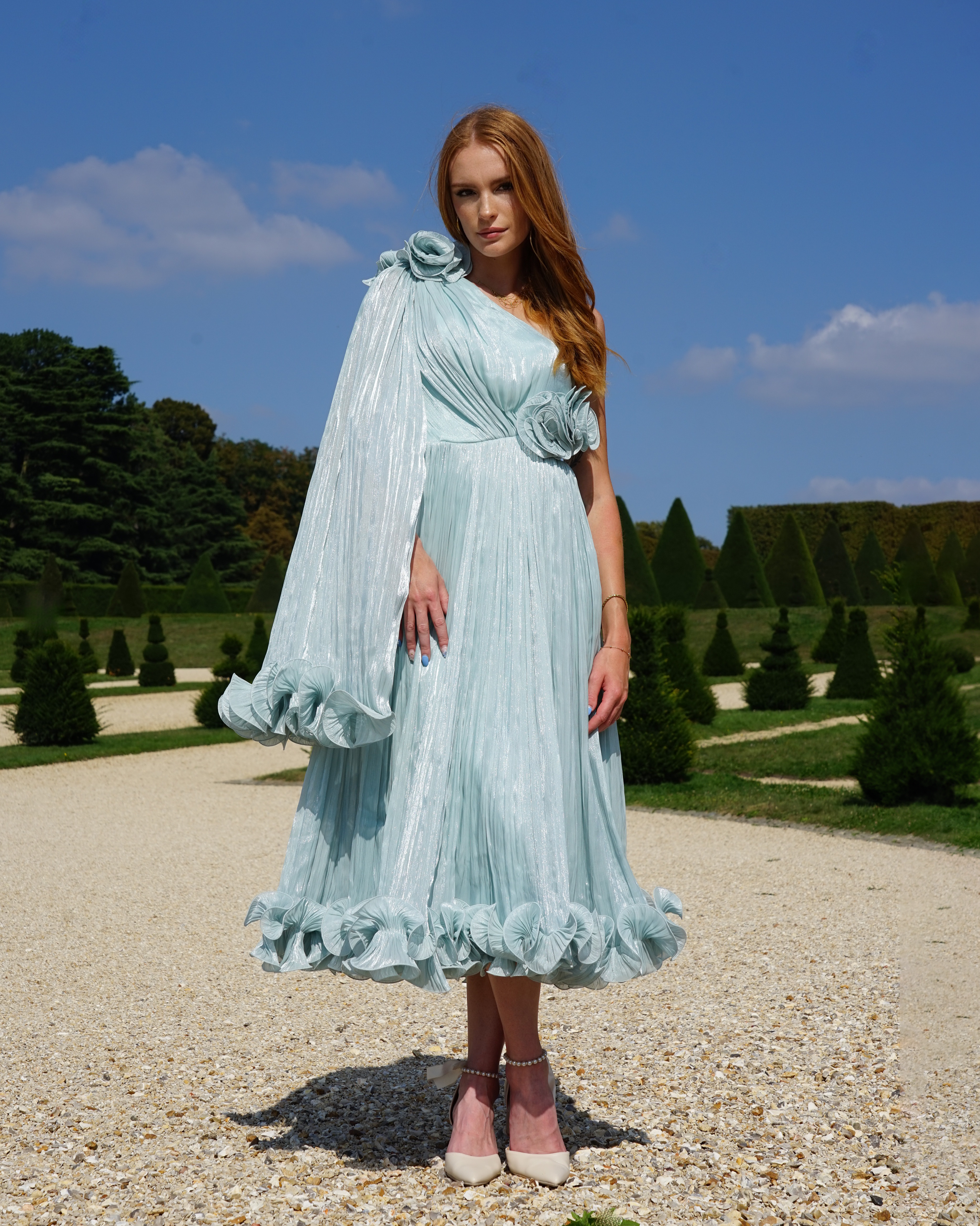 Joy - Robe asymétrique turquoise