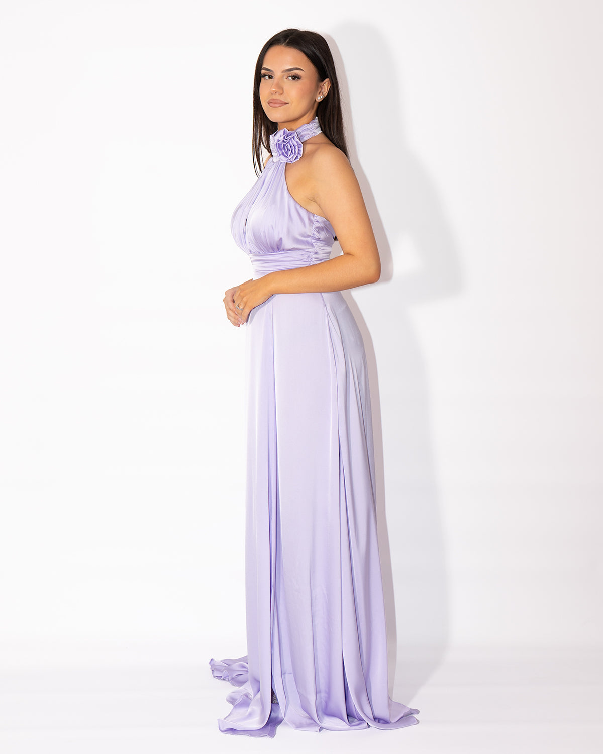 Rose - Longue robe satinée lilas