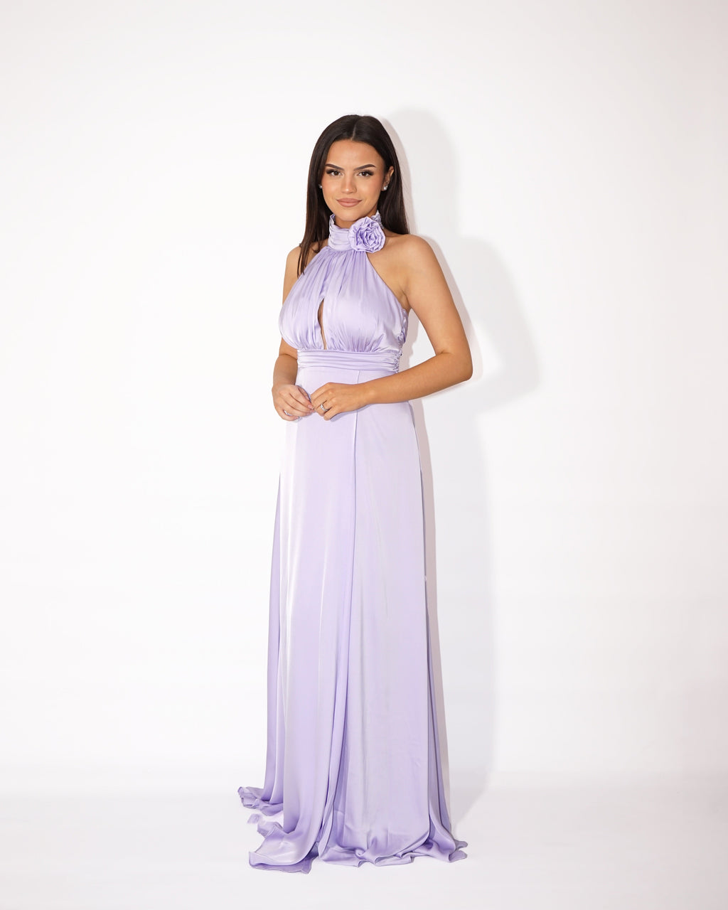 Long Lilac Satin Dress