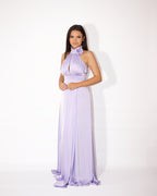 Long Lilac Satin Dress