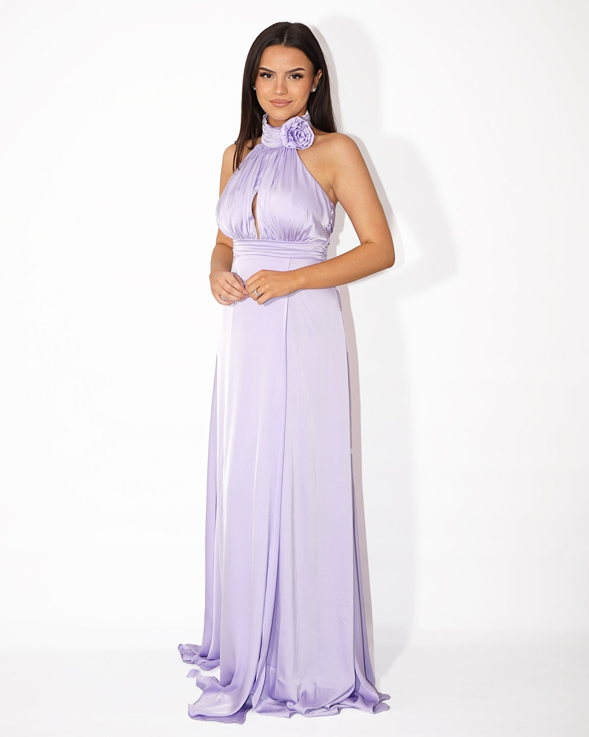 Rose - Longue robe satinée lilas