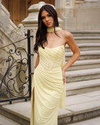 Eden - Long draped yellow dress