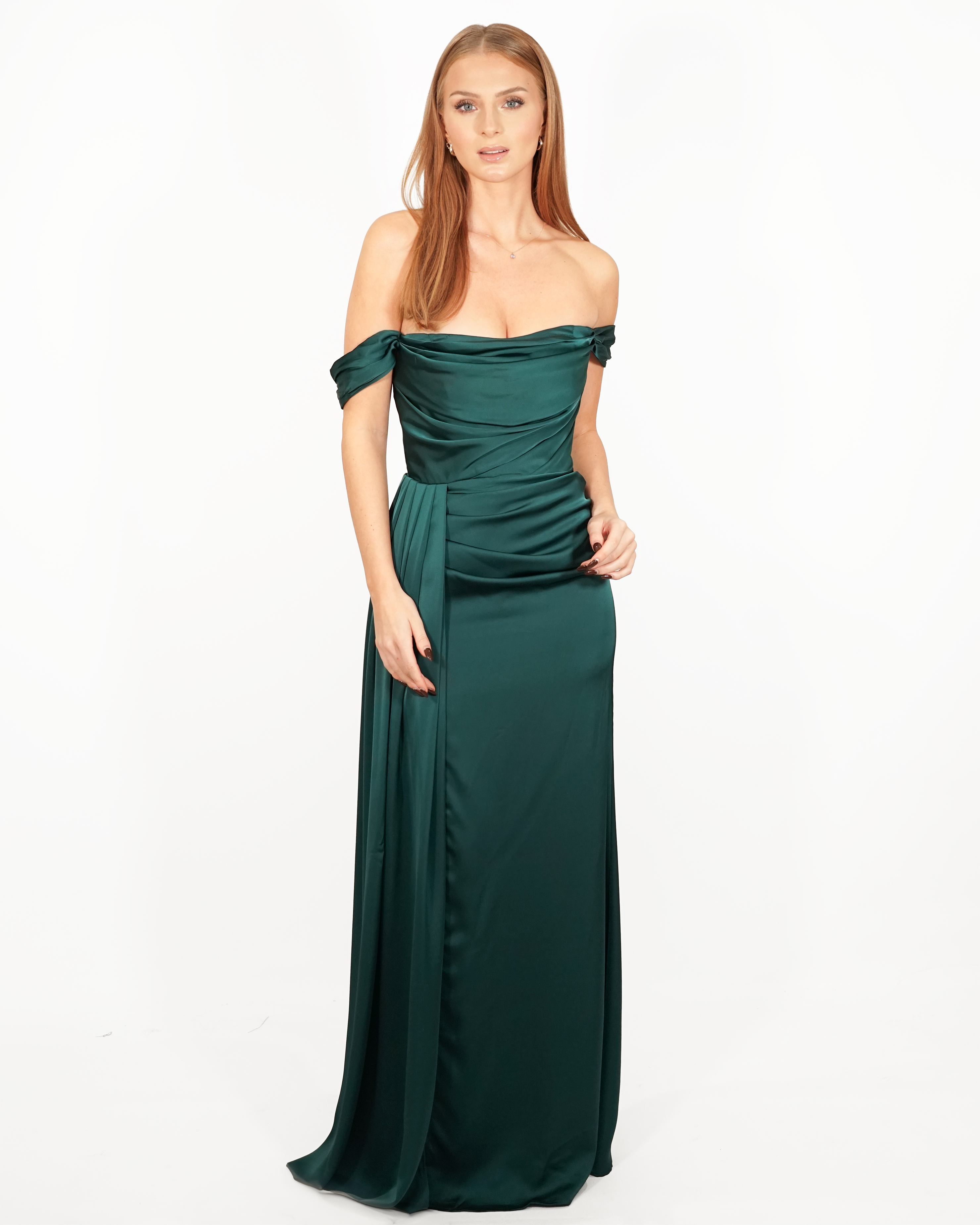 Robe Satinée Verte Emeraude