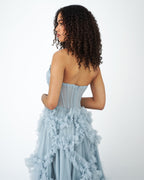 Long Blue Corset Dress