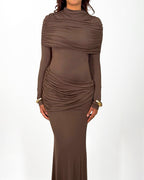 Eden - Long draped red dress