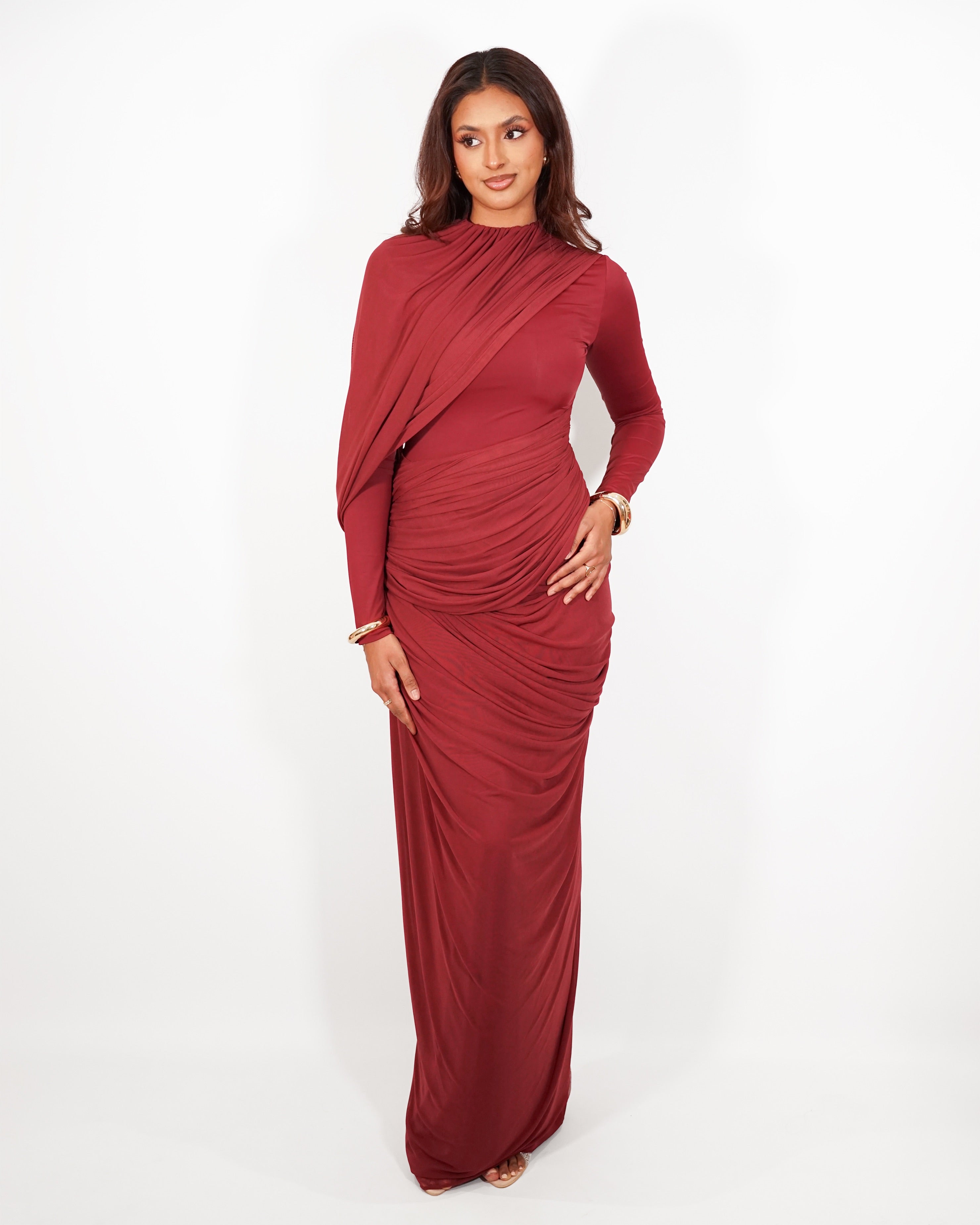 Eden - Long draped red dress
