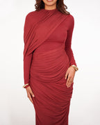 Eden - Long draped red dress