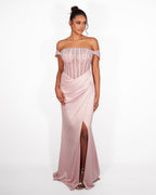 Celeste - Robe longue rose poudré