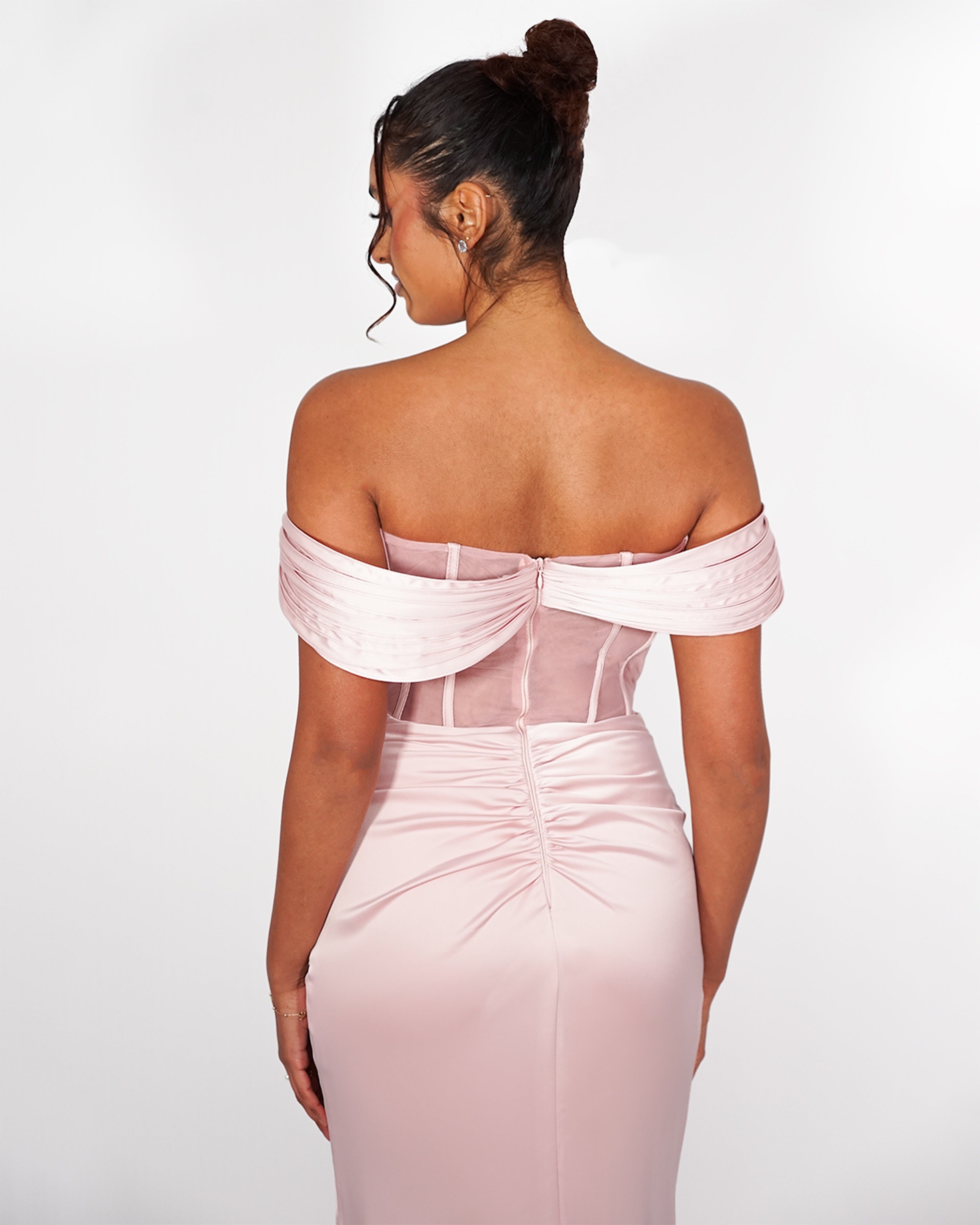 Celeste - Robe longue rose poudré
