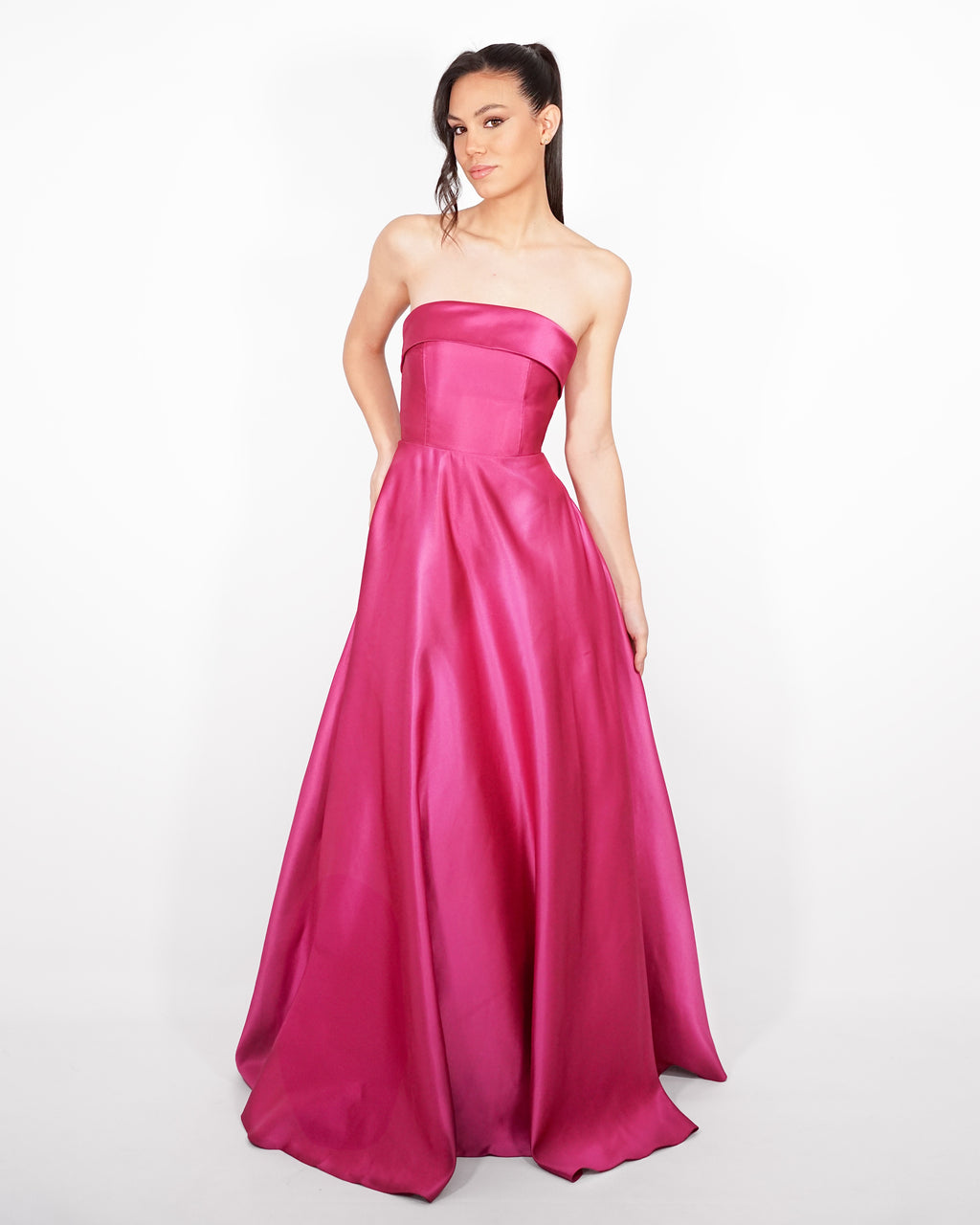 Lisa - Robe bustier fuchsia