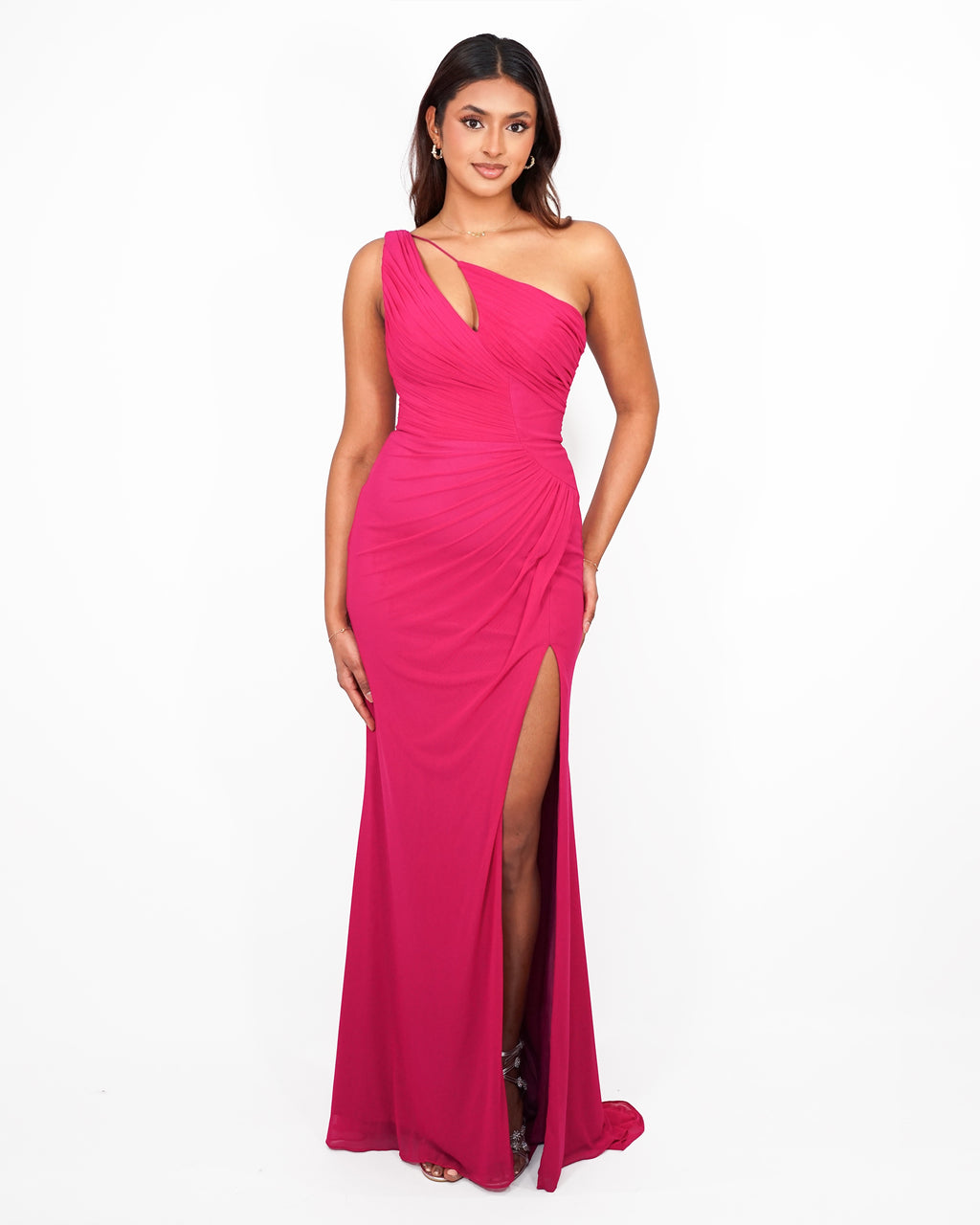 Yara - Robe asymétrique fuchsia