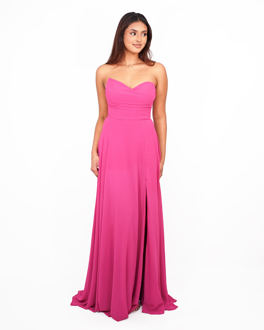 Alma - Robe bustier fuchsia
