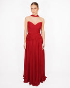 Oriane- Longue robe bustier bordeaux