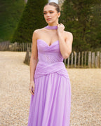 Oriane- Longue robe bustier lilas
