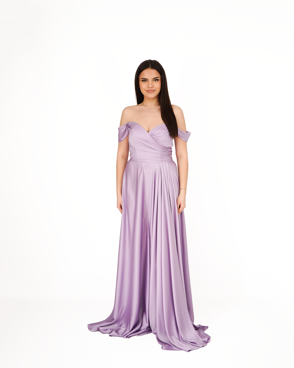 Longue robe à épaules dénudée Lilas