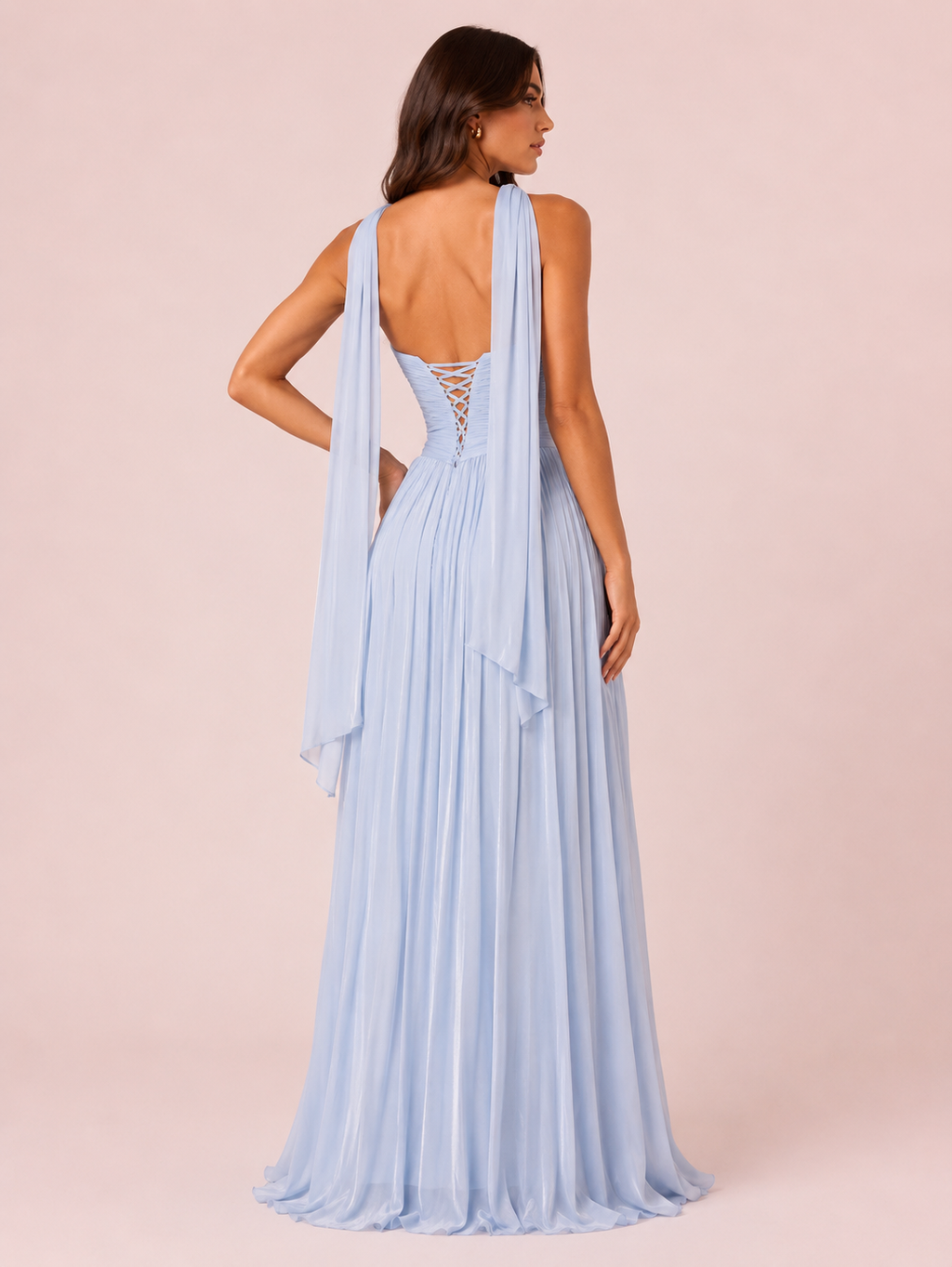 Johanna - Longue robe irisée bleu ciel